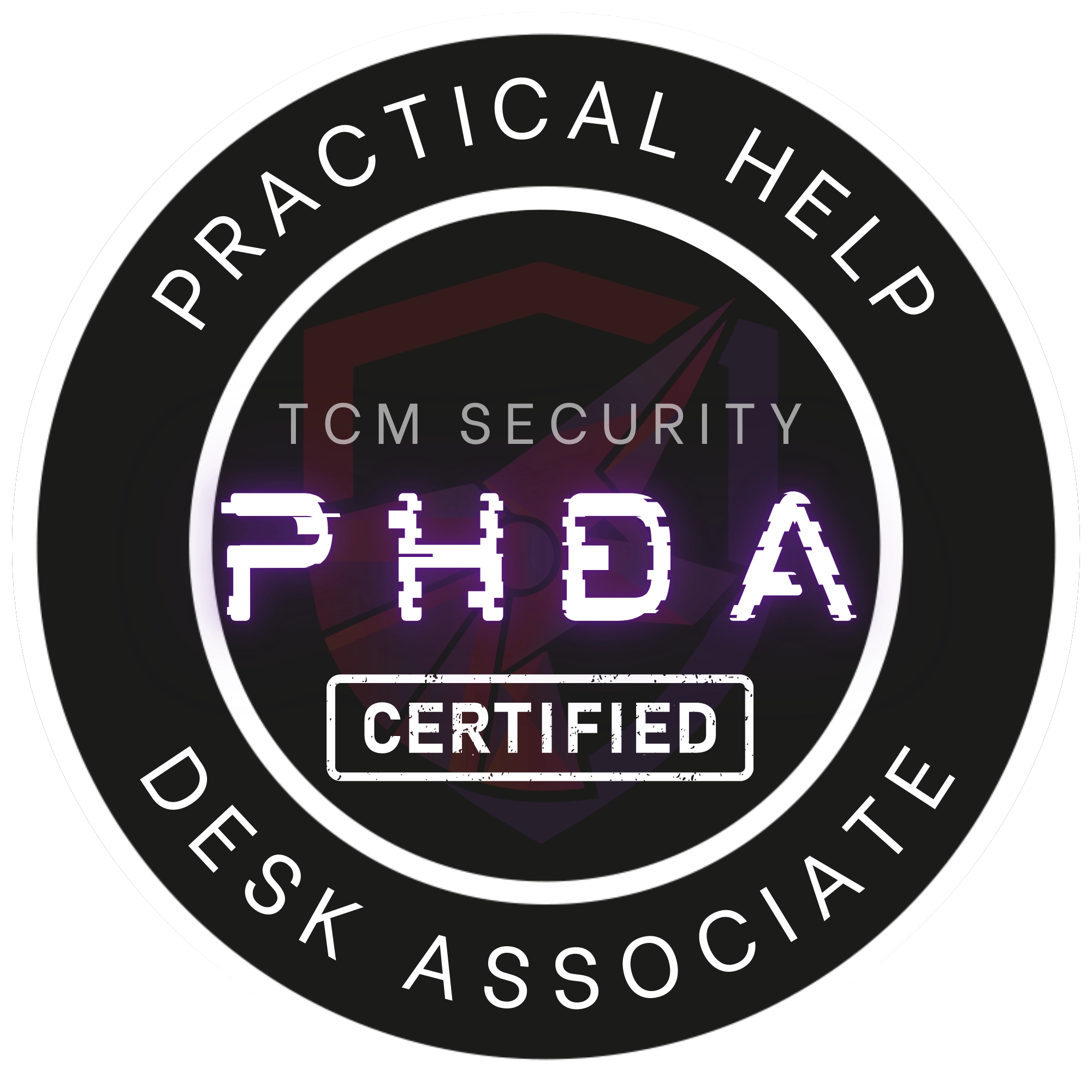 practical help desk associate phda badge